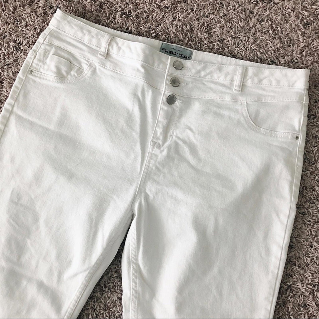 New Look High Waist Super Skinny Jeans in White, Size UK18 / US14