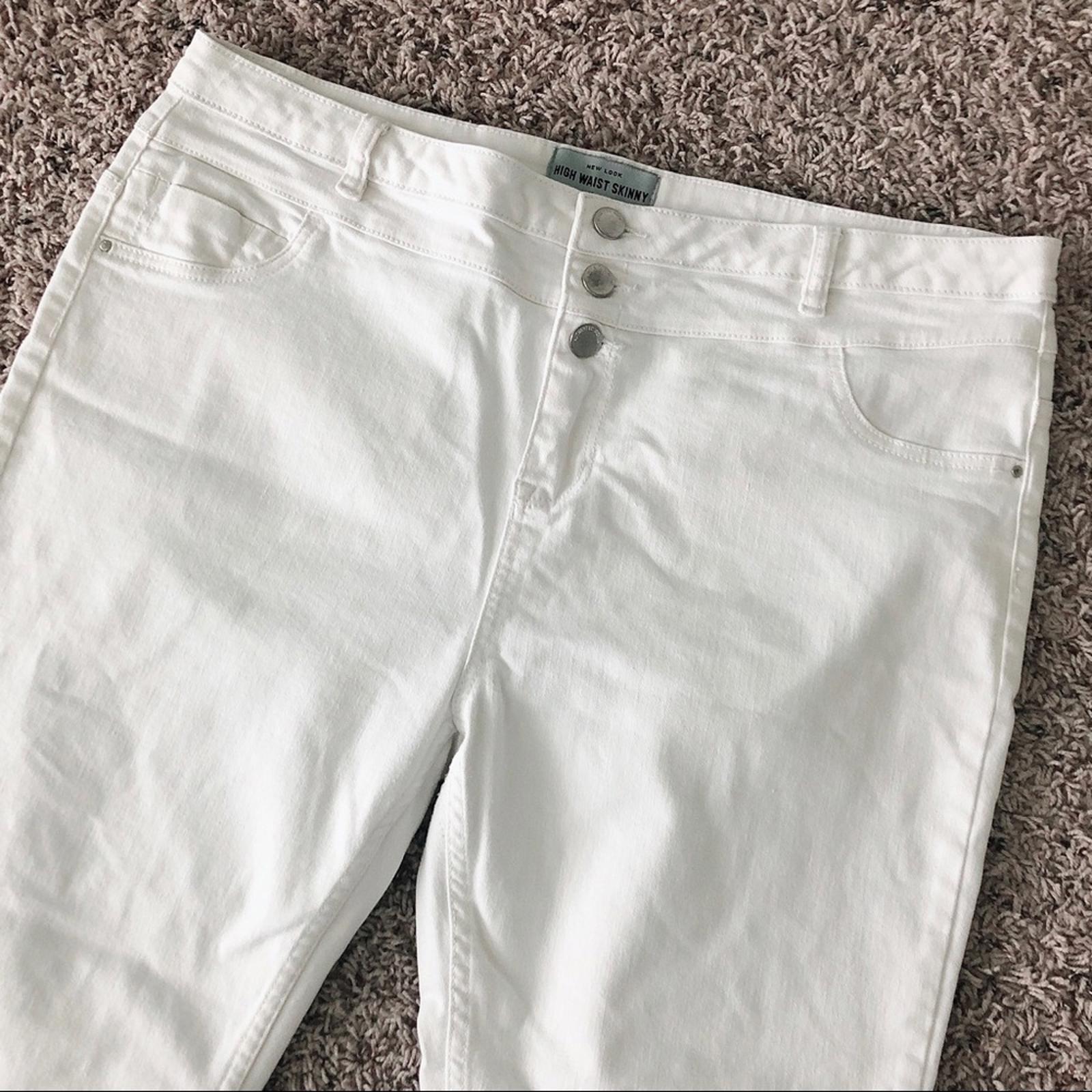 New Look High Waist Super Skinny Jeans in White, Size UK18 / US14