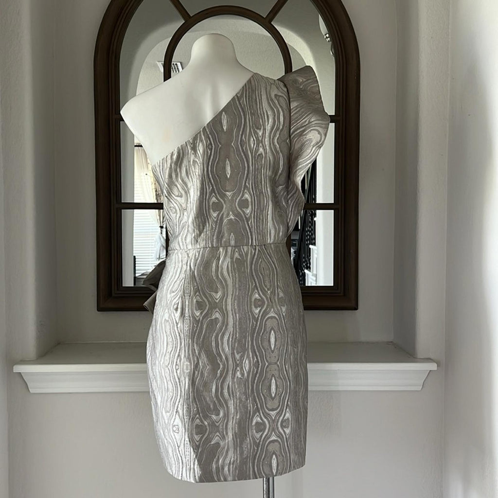 SAYLOR Ann Woodgrain Jacquard Mini Dress, Silver Size M EXCELLENT!
