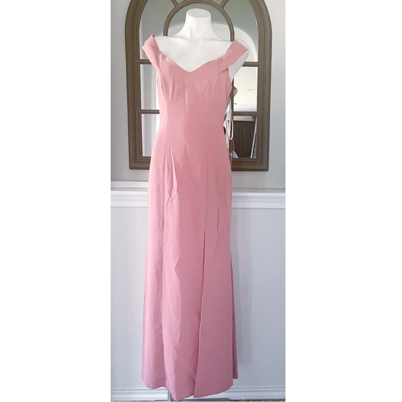 Dessy Collection Crepe Off-Shoulder Dress, Desert Rose, Size 8 New w/Tag $257