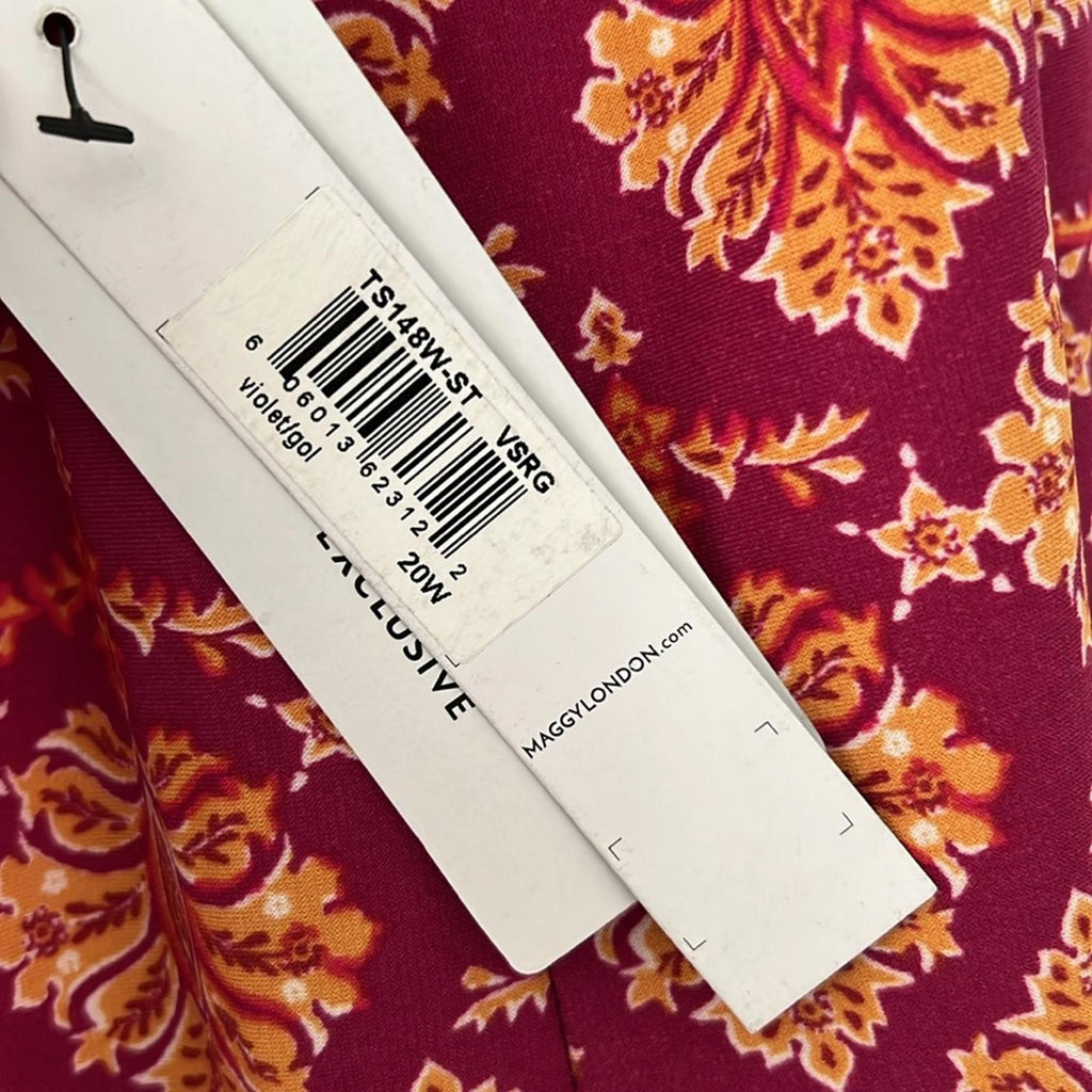 Maggy London Cyndie Jersey Dress in Violet/Gold, Plus Size 20W New w/Tag