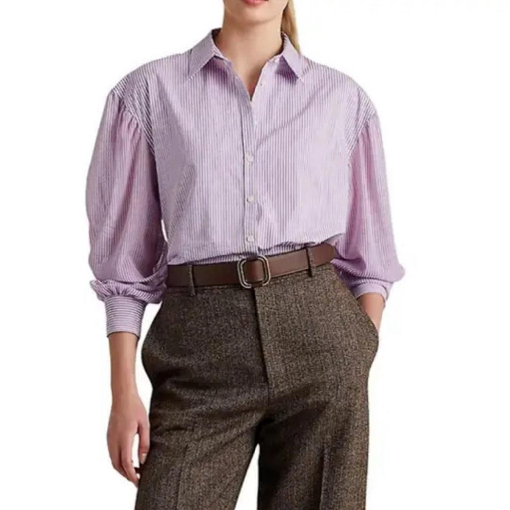 Lauren Ralph Striped Broadcloth Shirt in Lavender, Size XL New w/Tag