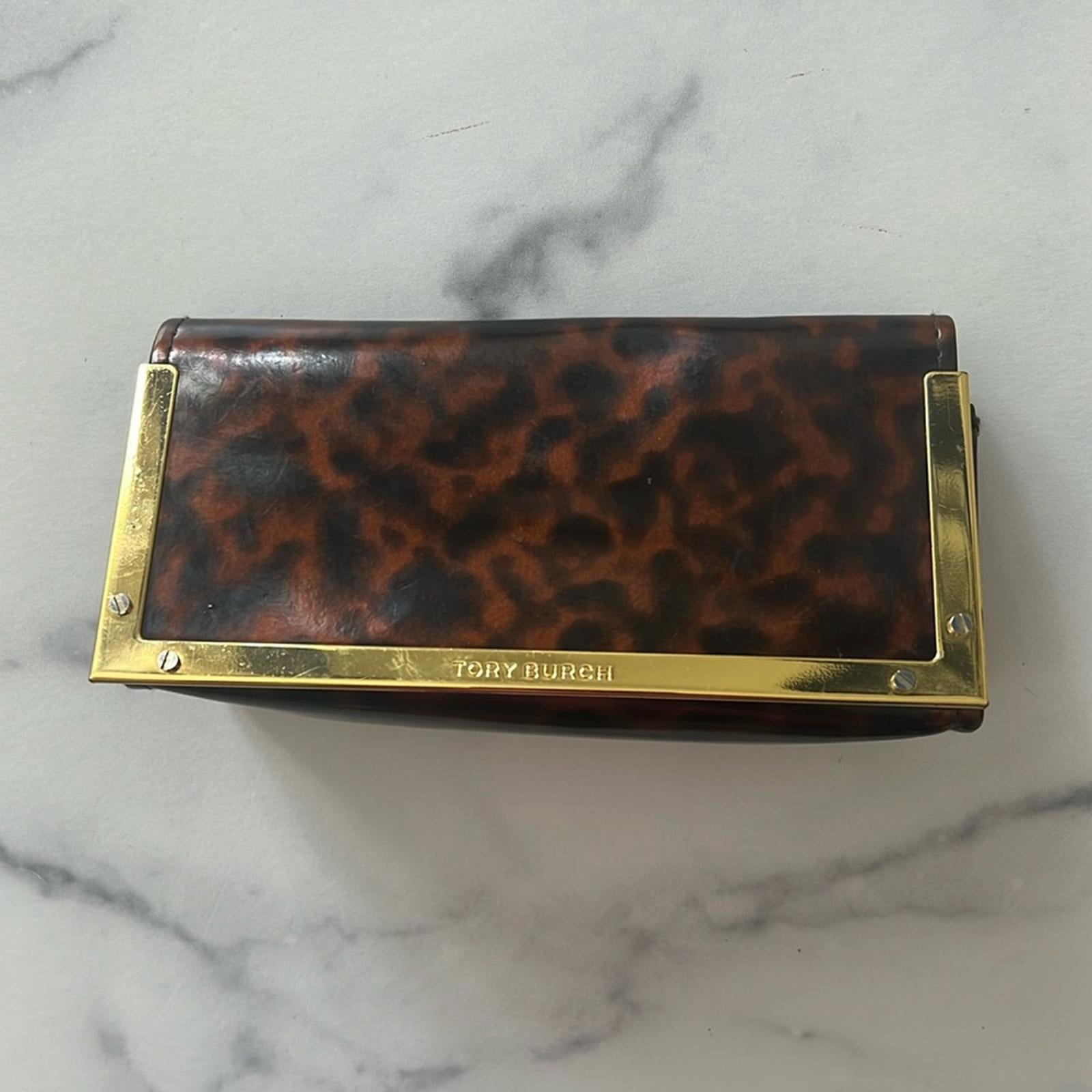 Tory Burch Tortoise Gold Tone Sunglasses Case