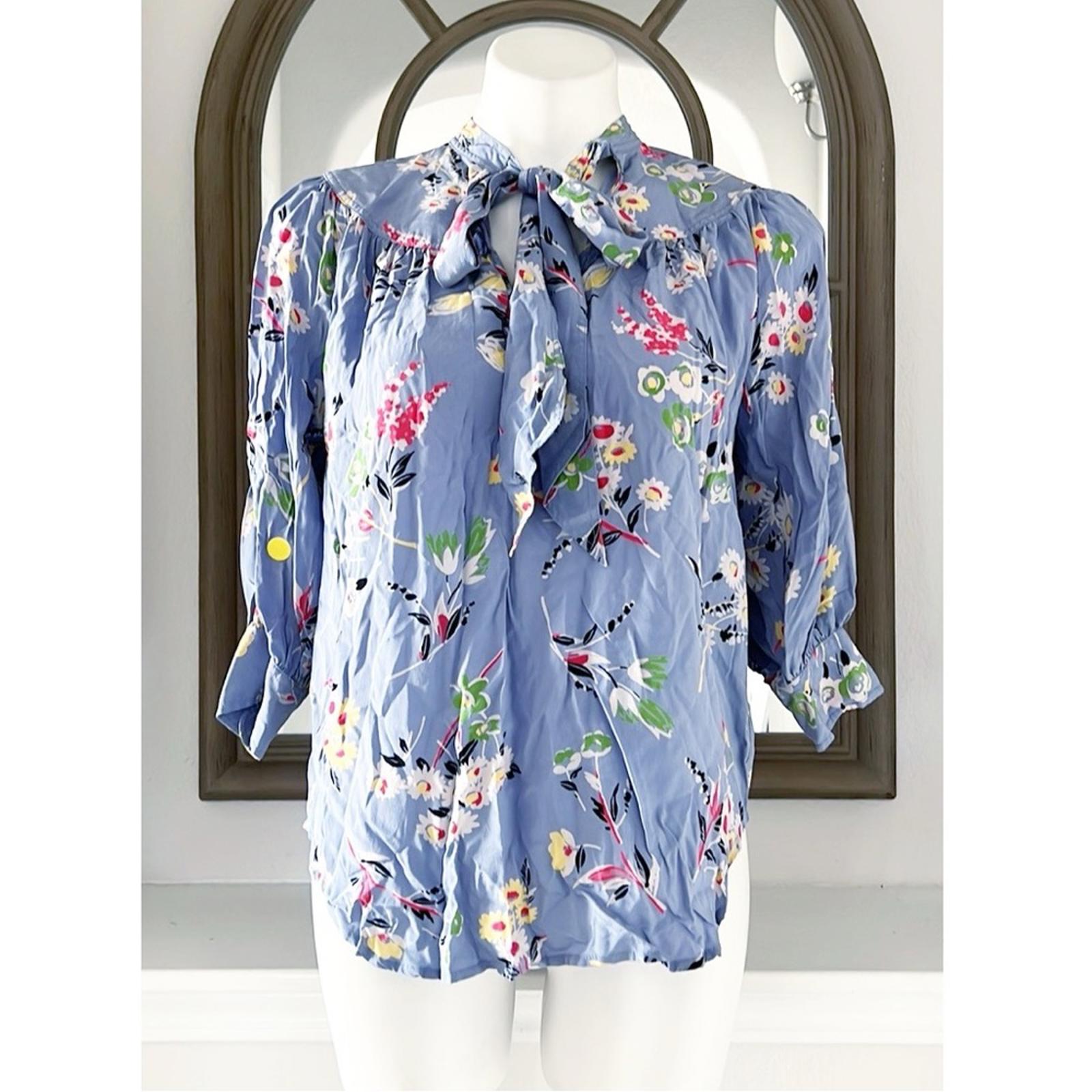 Polo Ralph Lauren Floral Neck Tie Blouse Size XS EXCELLENT!