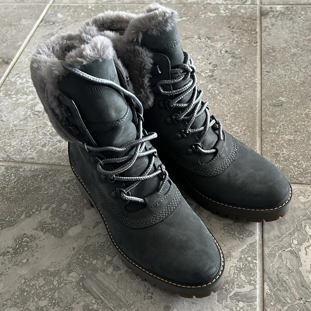 Timberland Courmayeur Valley Waterproof 6” Boots in Med Grey, Size 8 NEW in Box