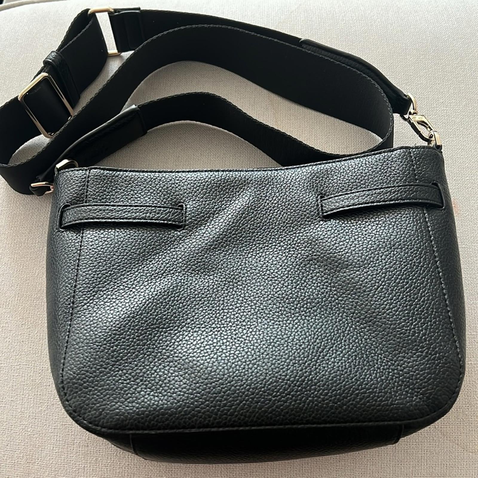 DKNY Penelope Small Flap Crossbody in Black/Gold, Retail $168