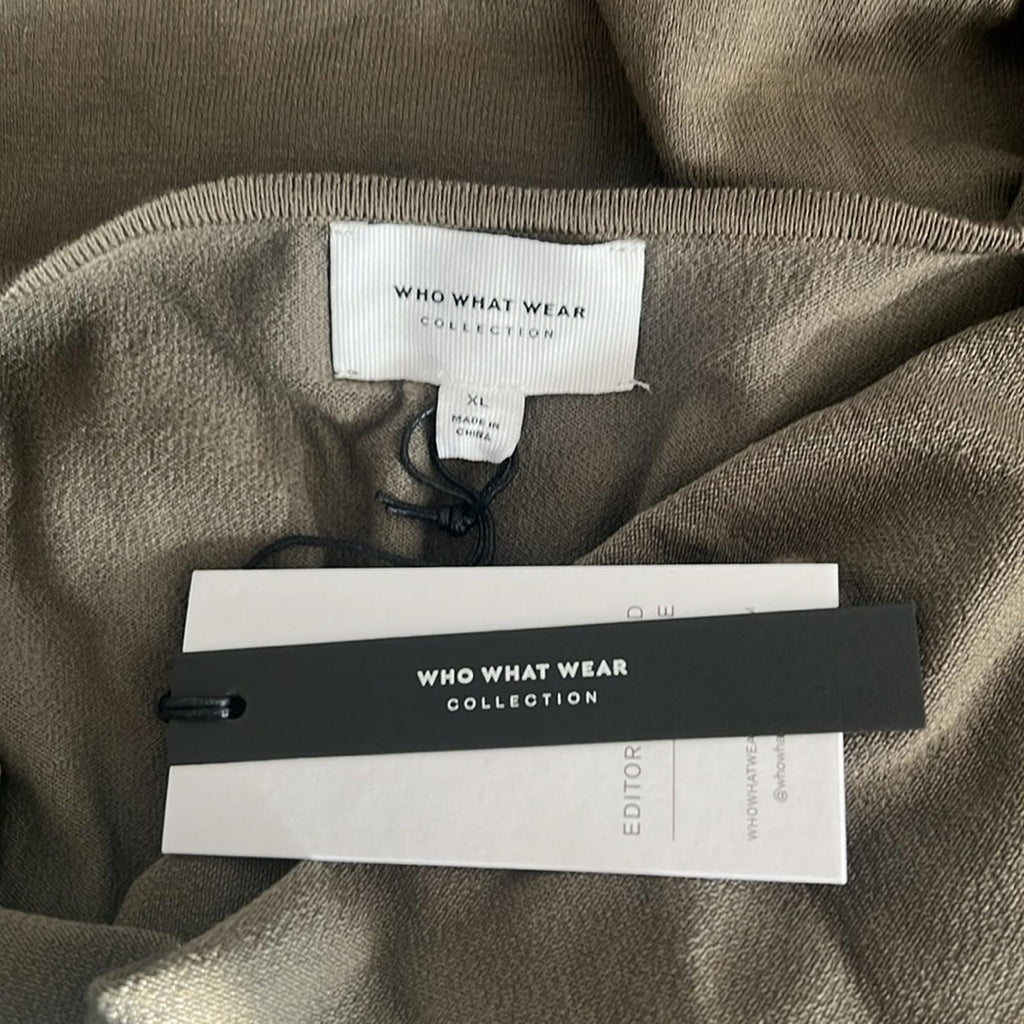 Who What Wear Jade Square-Back A-Line LS Dress in Olive Green, Size XL NWT
