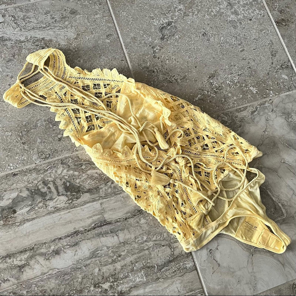 Intimately Free People Vintage Yellow Lace Bodysuit, NWT Size M