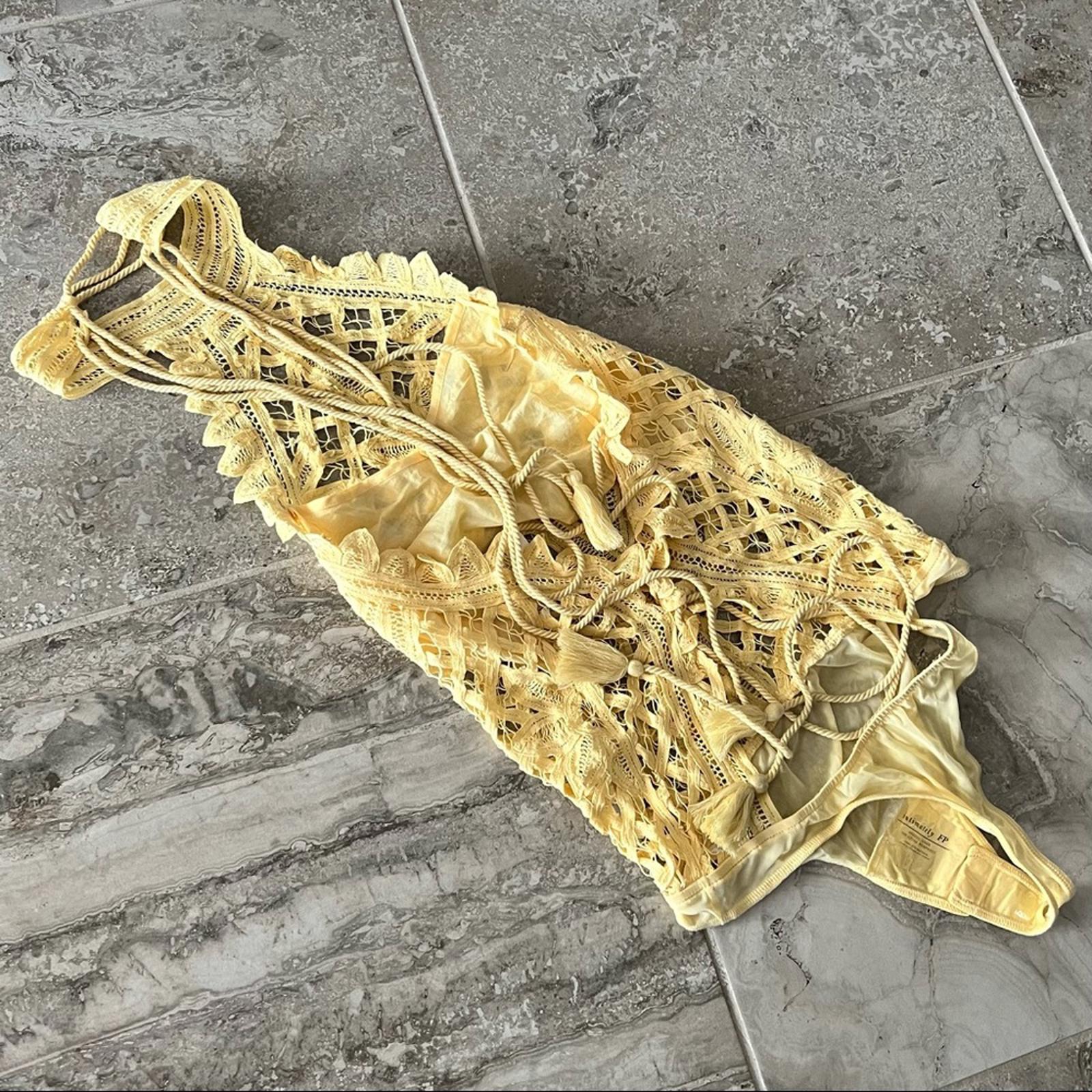 Intimately Free People Vintage Yellow Lace Bodysuit, NWT Size M