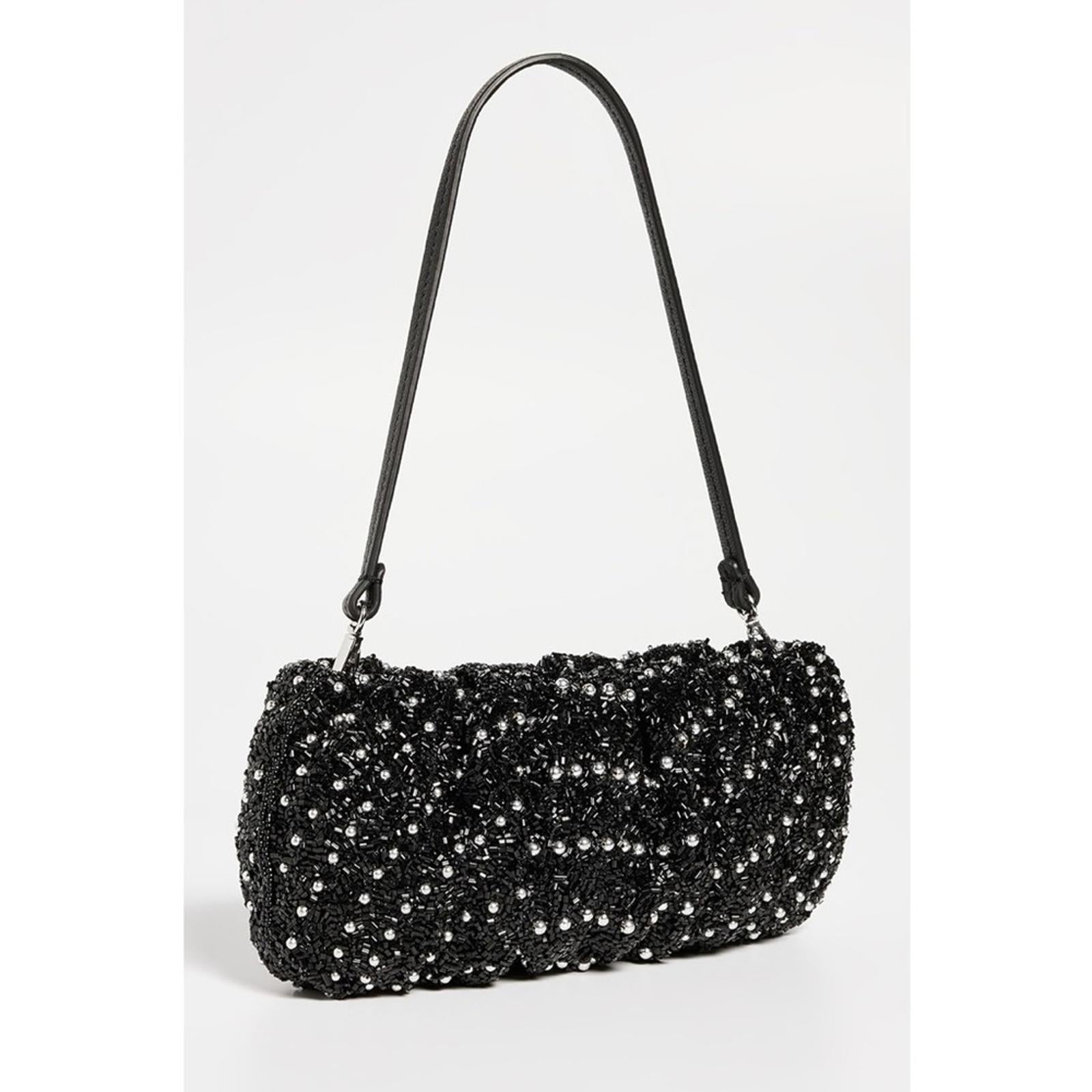 STAUD Cosmic Wave Beaded Bean Bag in Black, New w/Tag
