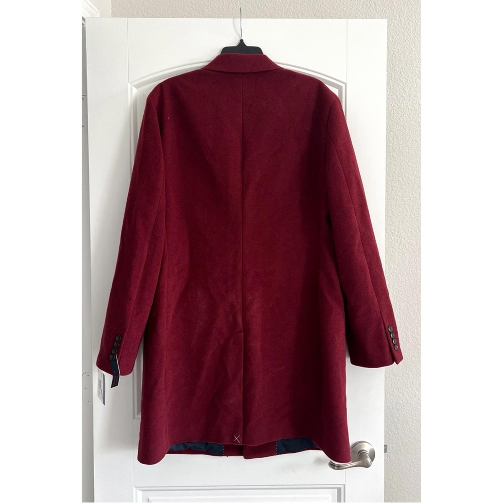 Tommy Hilfiger Addison Wool-Blend Trim Fit Overcoat in Red, Size 44 Reg NWT