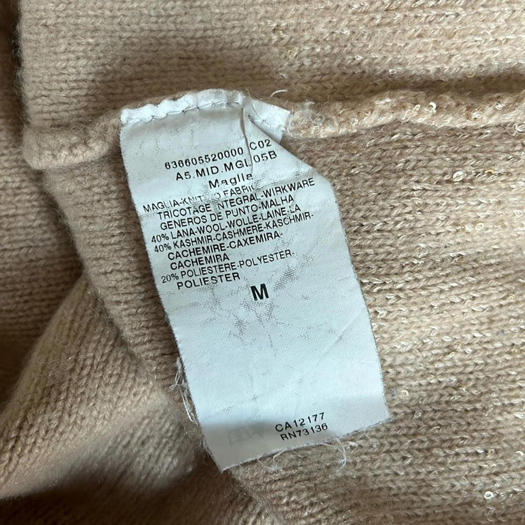 MaxMara Cashmere-Wool Crewneck Sequin Detail Sweater, Size M