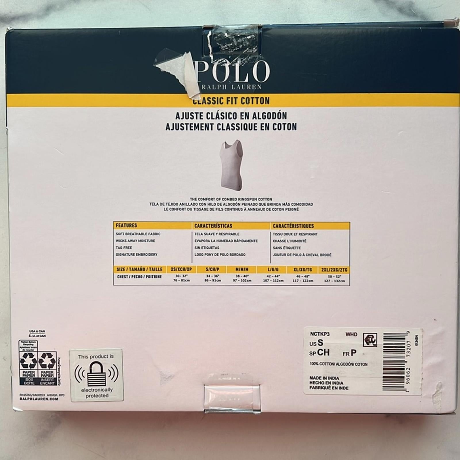 3-Pack Polo Ralph Lauren Ribbed Undershirt in White, New in Box $49.50