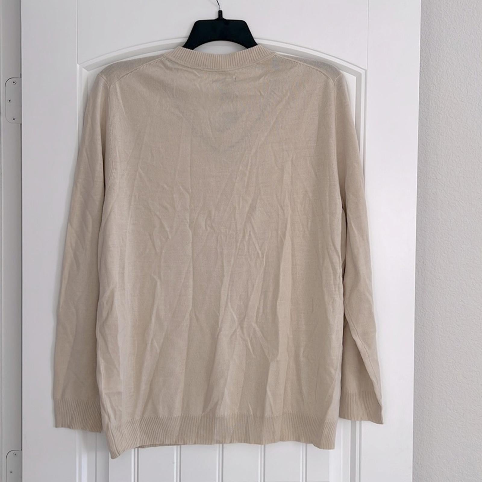 Alfani Long Sleeve V-Neck Merino Sweater in Brown Rice, Size XL New w/Tag