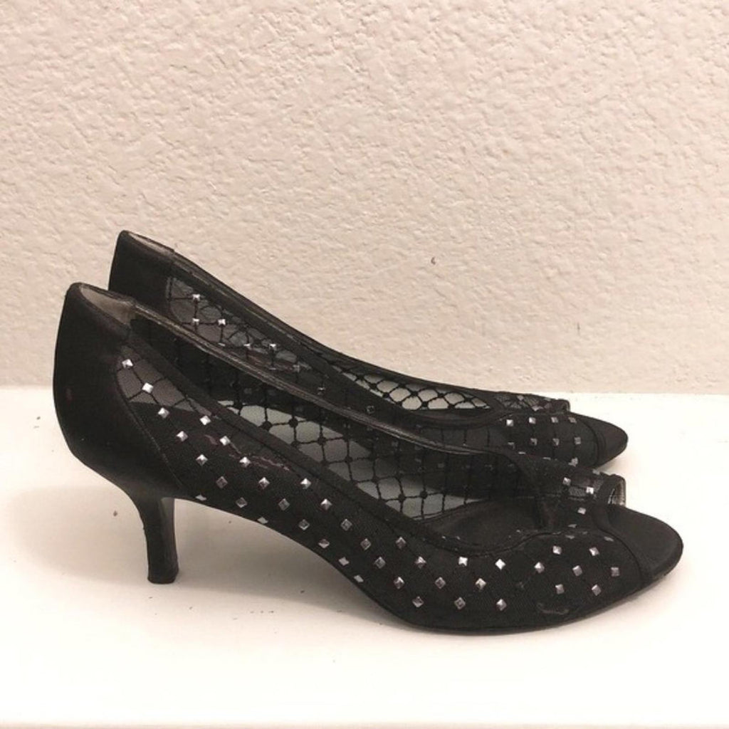 Nina Fabric Embellished Peep Toe Classic Pumps Size 9M , Retail $89