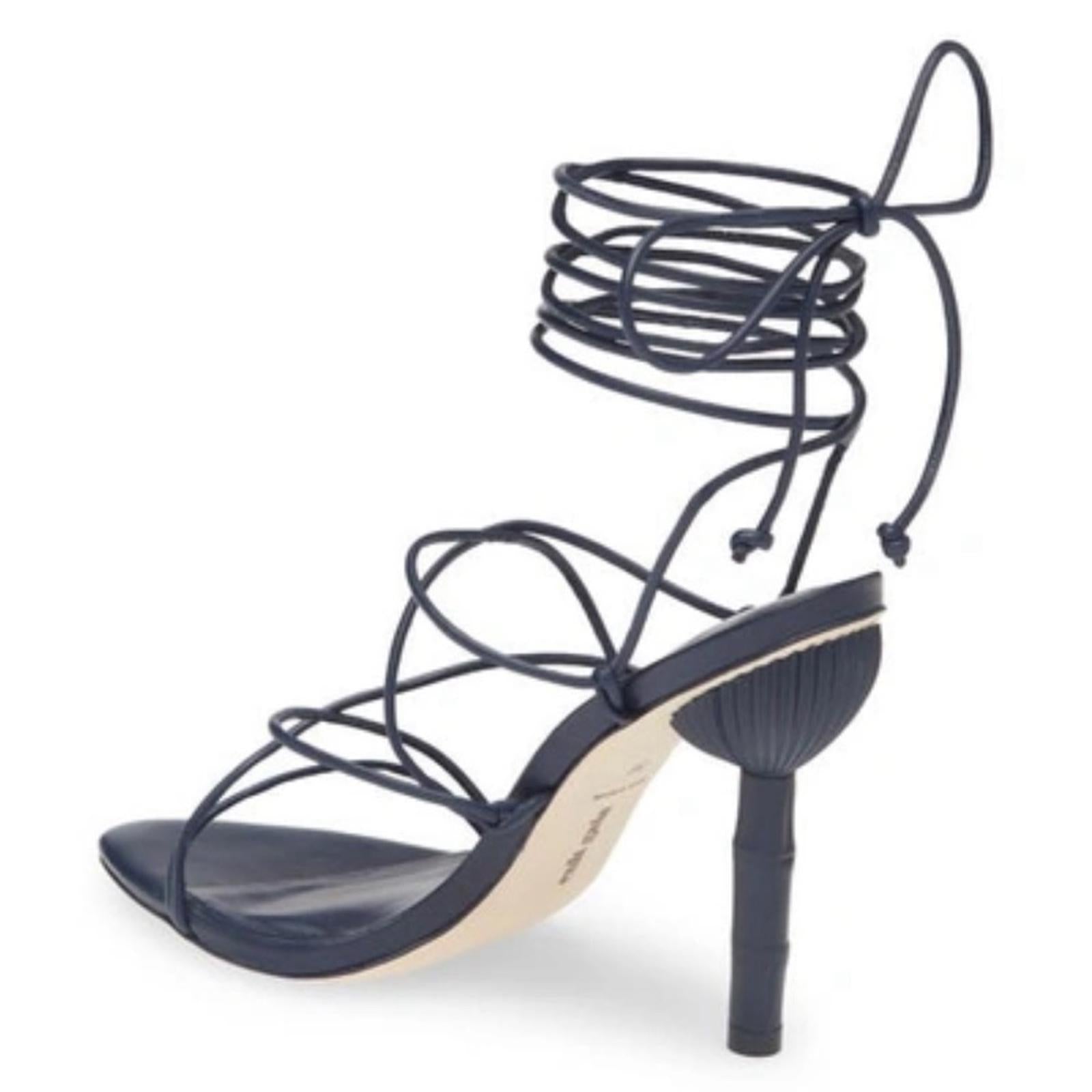 NEW Cult Gaia Soleil Lace Up Strappy Heel Sandals, Navy EU Size 42 Retail $388