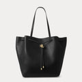 NEW Lauren Ralph Lauren Andie Large Leather Drawstring Tote in Black New w/o Tag