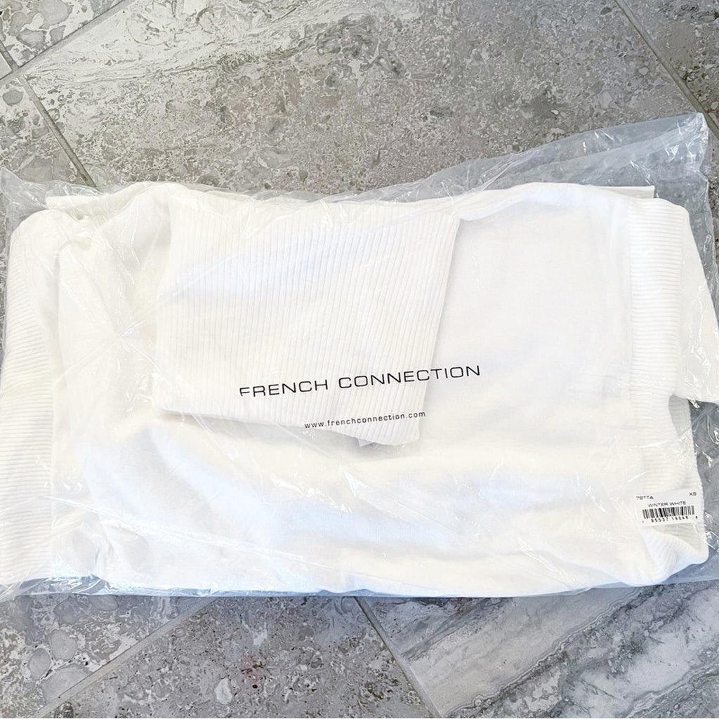 French Connection Ribbed Cowlneck Sweater in Winter White, Size XS NEW w/Tag