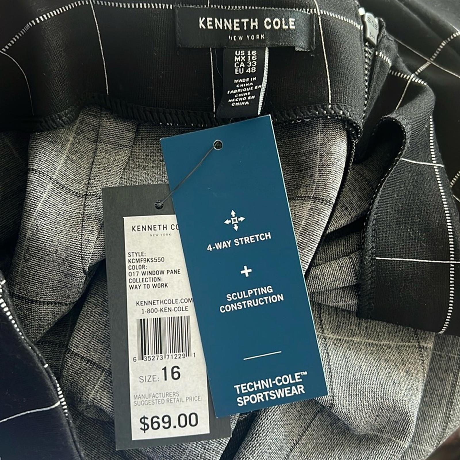 Kenneth Cole Skirt in Black Window Pane Print, Size 16 NEW w/Tag