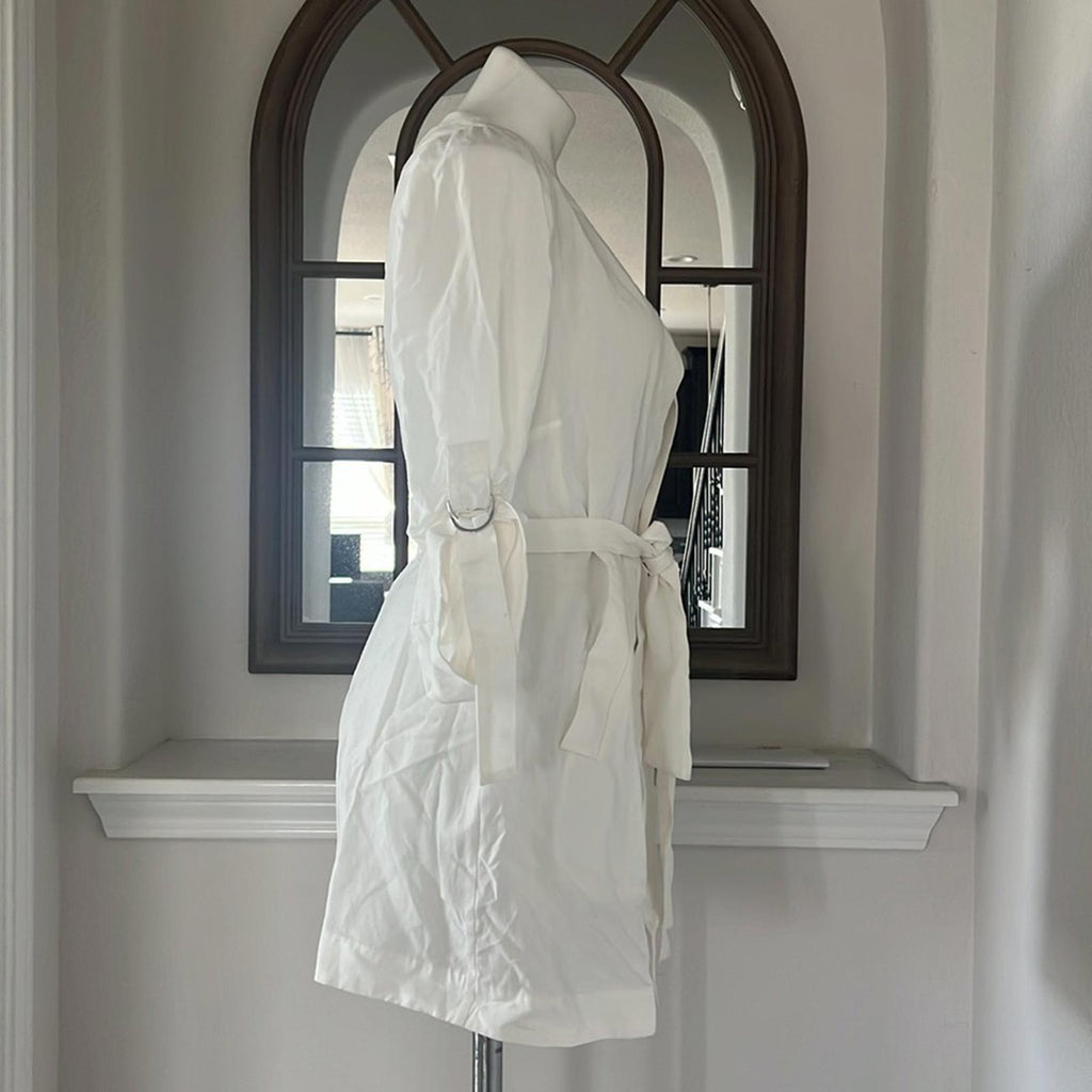 Kobi Halperin Francesca Roll Cuff Belted Jacket in White, Size XS New w/Tag $398