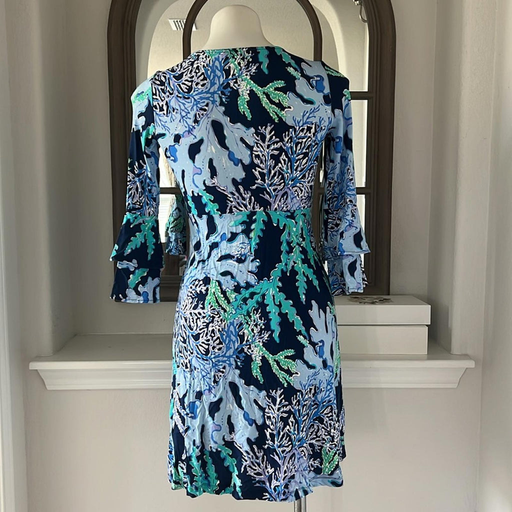 Lily Pulitzer Raina Dress, Indigo Swish & Sway Size XS (Like New) Retail $168