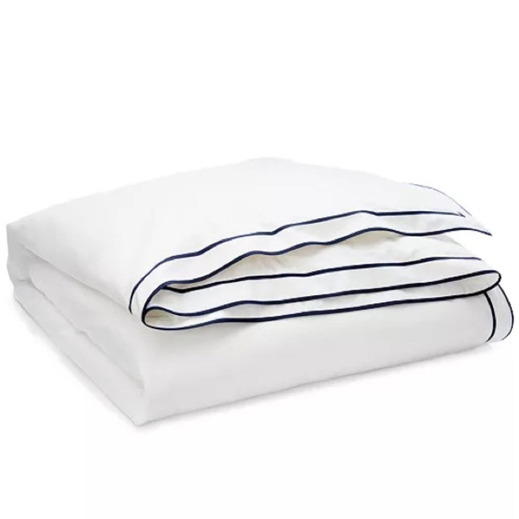 Lauren Ralph Lauren Spencer Sateen Border King Duvet Cover in White/Navy NEW