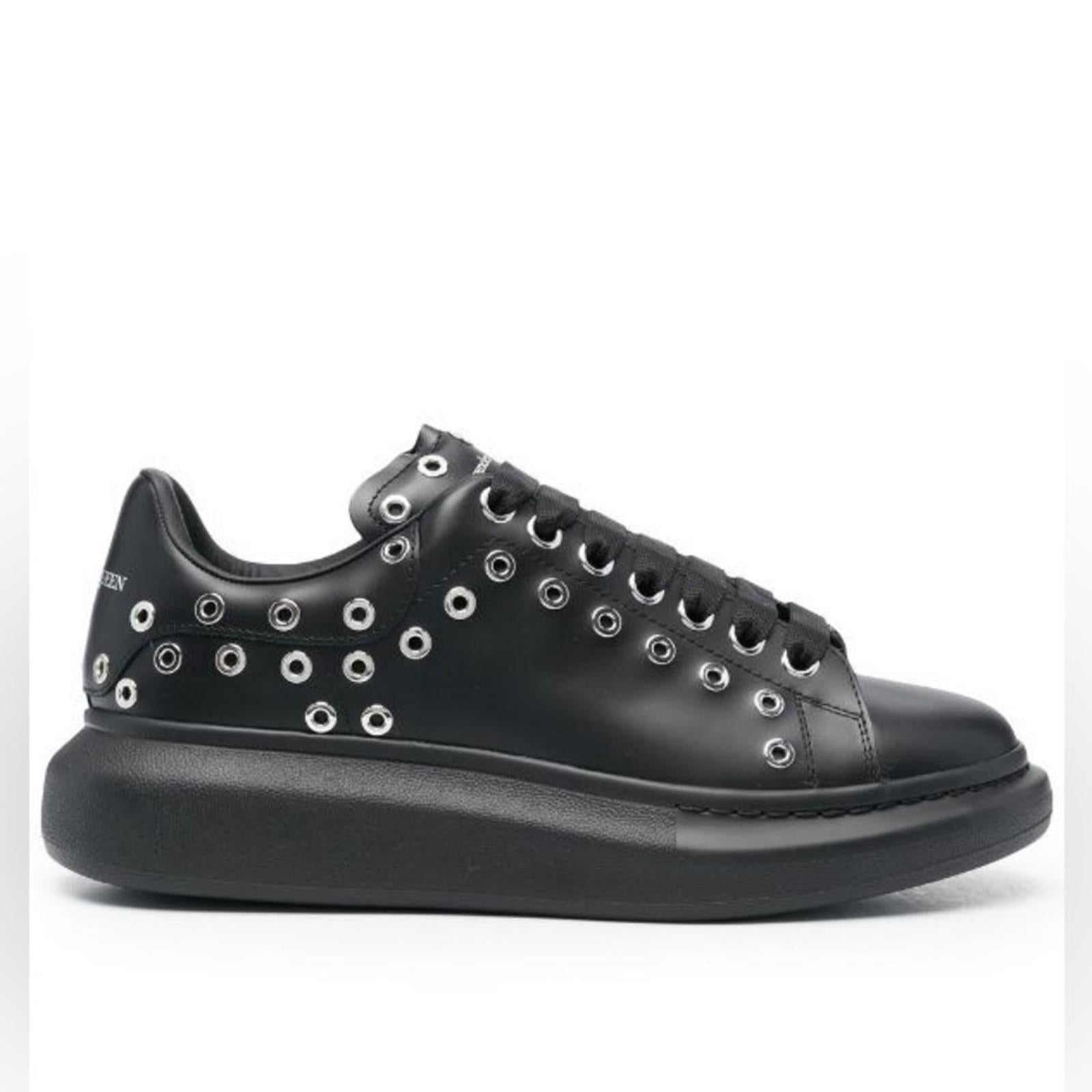 Alexander McQueen Oversized Eyelet Detail Sneakers in Black, Size 42 NEW in Box