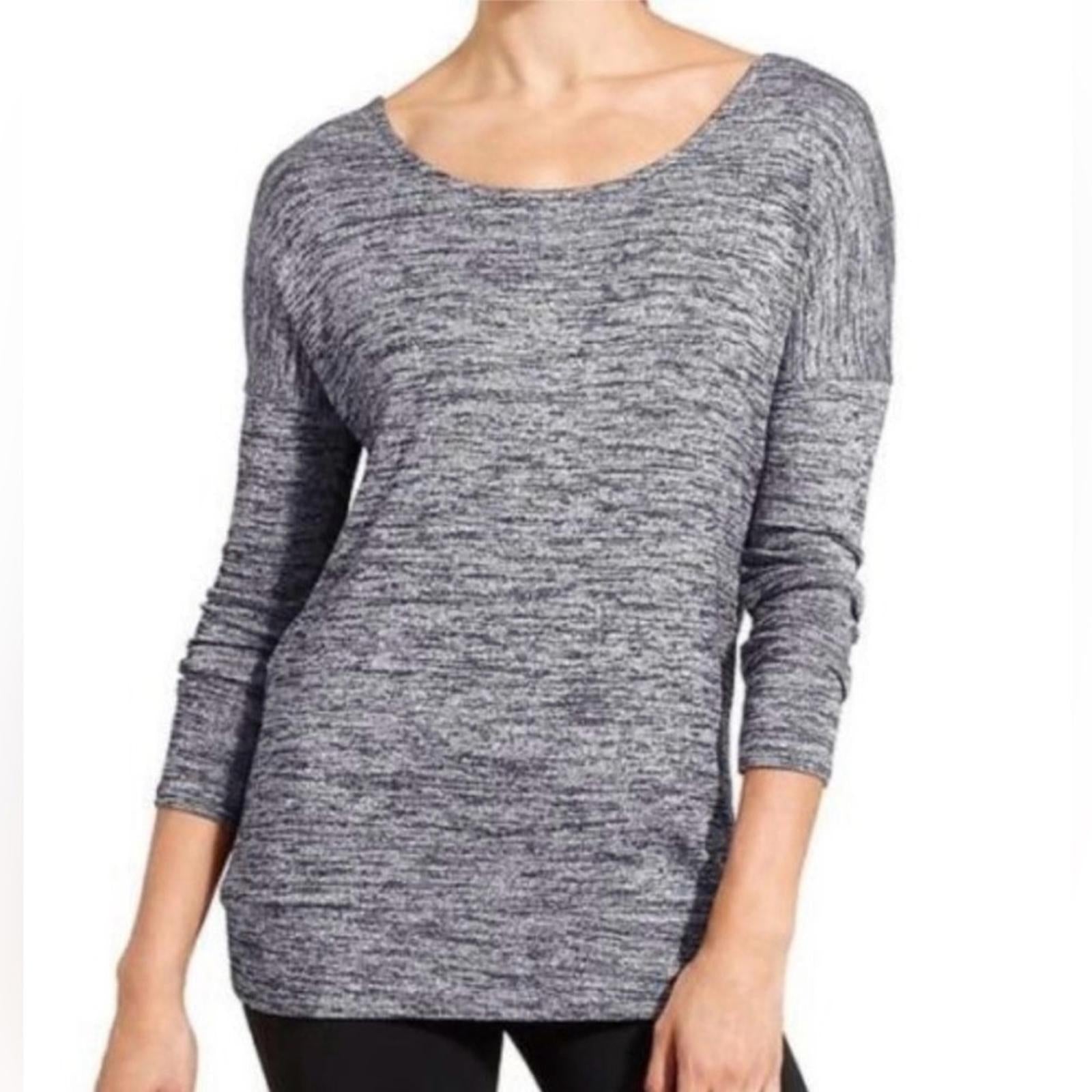 Athleta Open Back Cut-Out Posed Layered Pullover, Grey Heather Size S EXCELLENT!