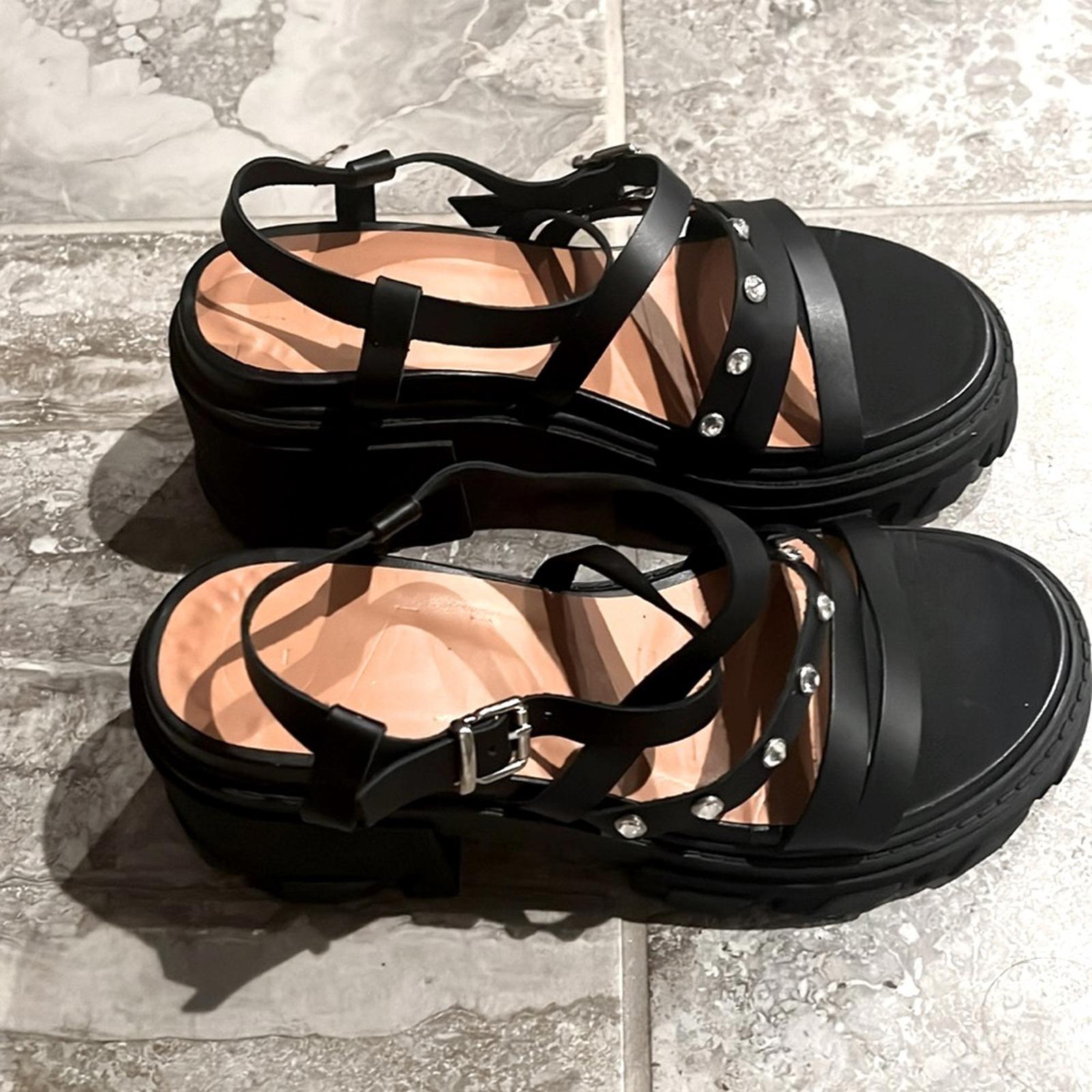 GANNI Women's Cleated Strappy Block Heel Sandals, Size 41 New in Box + Dust Bag