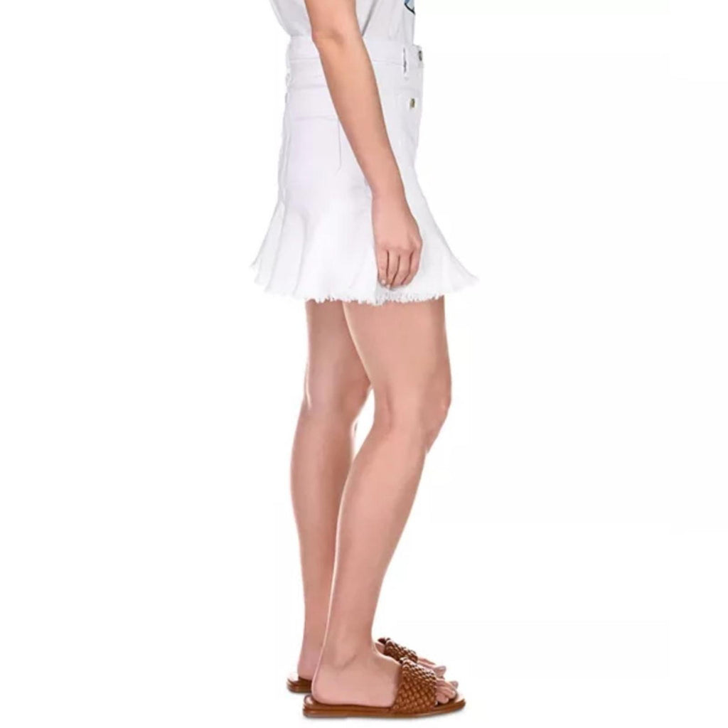 Michael Kors Flounce Denim Skirt in White, NWT, Size 14
