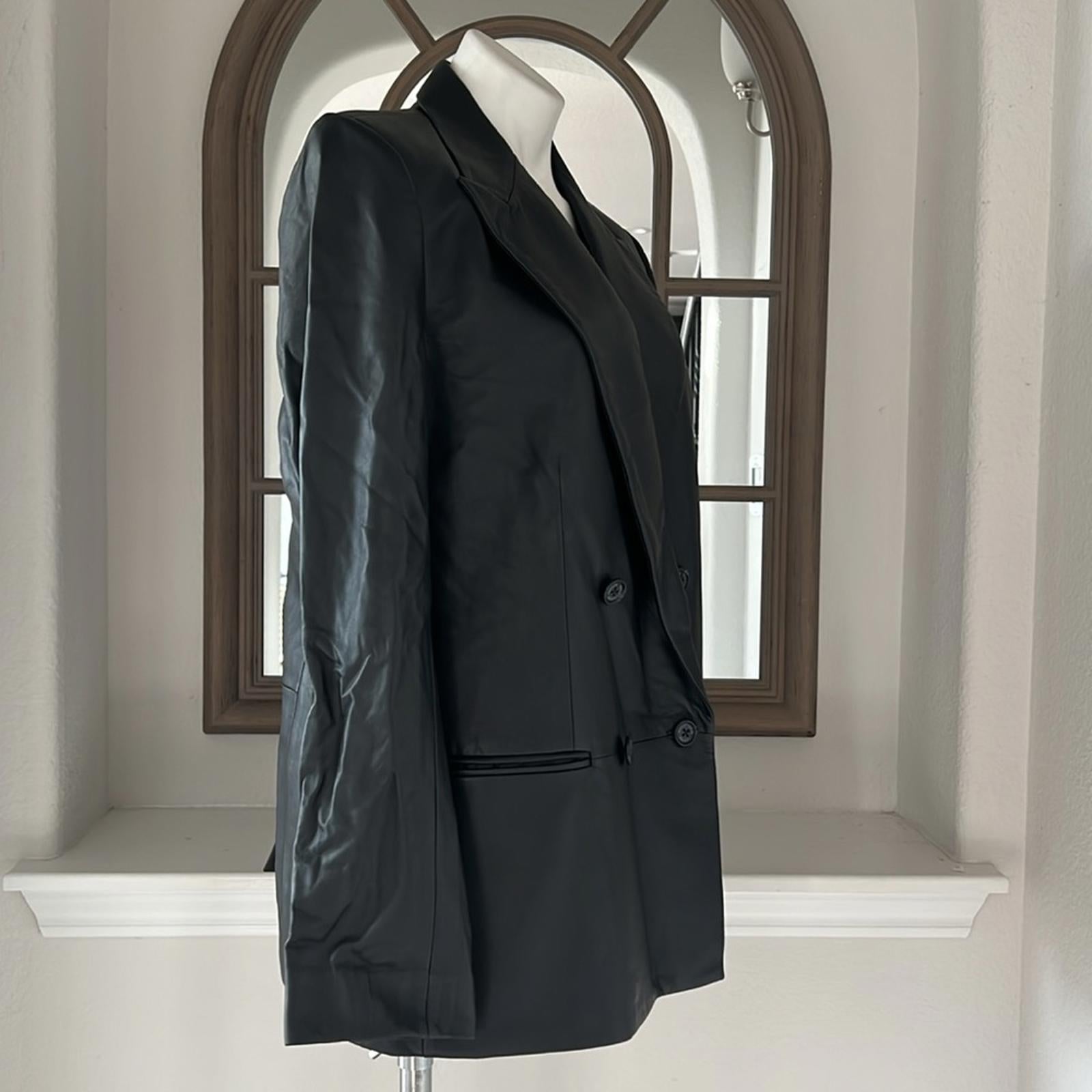 Ralph Lauren Double-Breasted Lambskin Blazer in Black, Size 14 New w/Tag $795