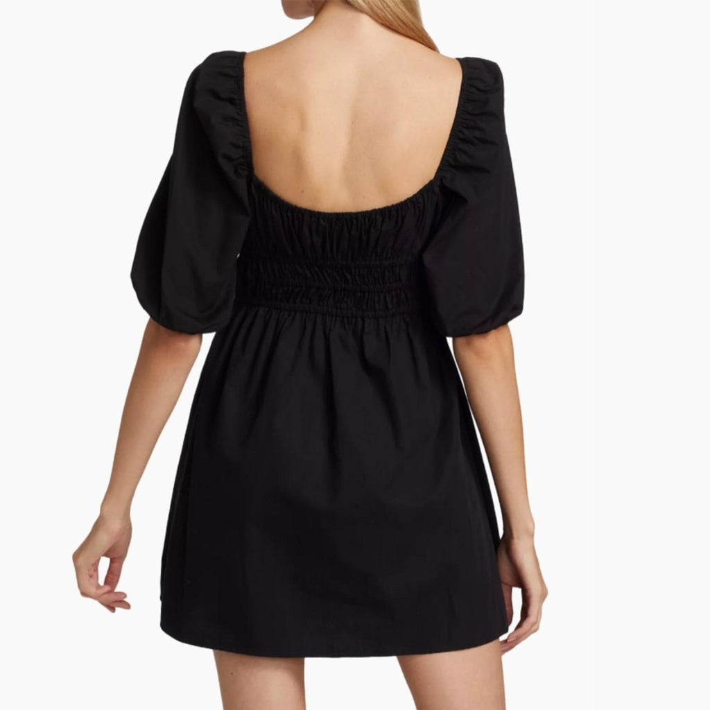 NWT Faithfull the Brand Marinelli Smocked Minidress, Black Size 6 (Sold Out)