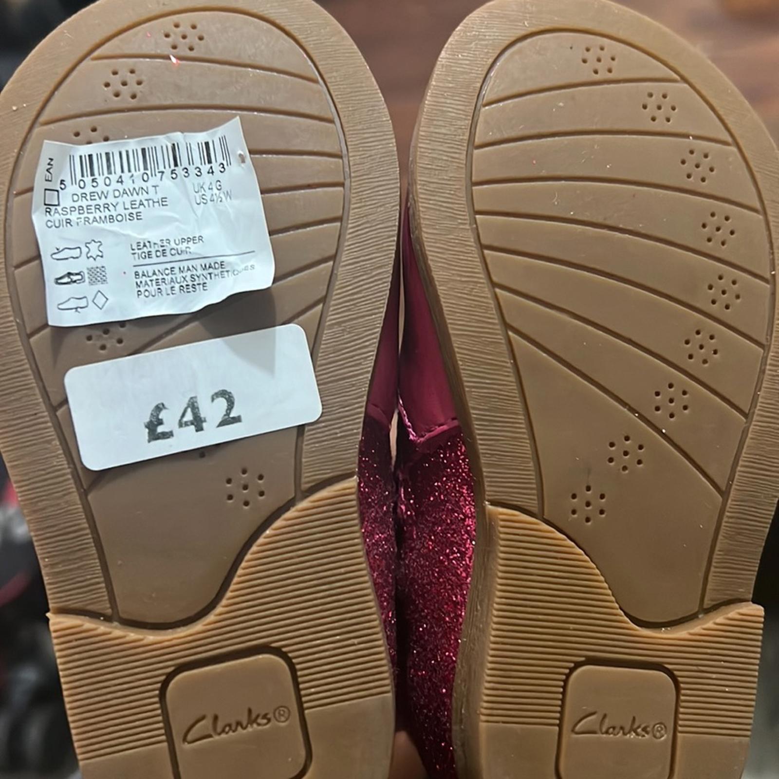 NEW Clarks Drew Dawn Toddler Booties Raspberry Leather Size UK 4G, US 4.5W £42