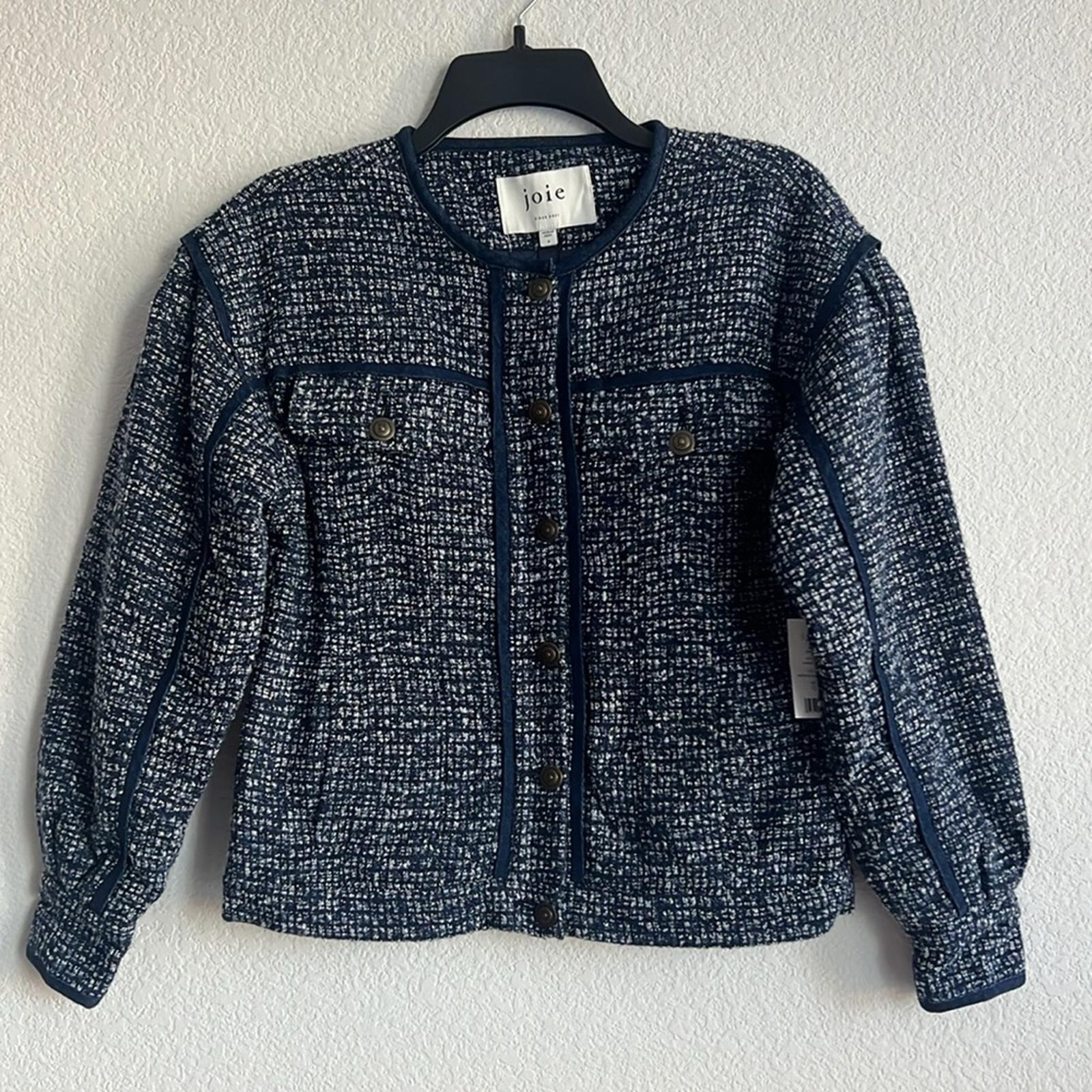 NEW Joie Malet Jacket in Midnight Navy Multi, Size 0 New w/Tag Retail $378