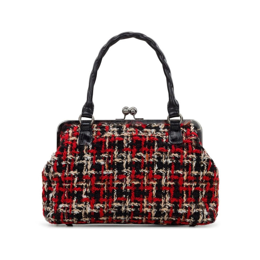 Patricia Nash Rora Frame Satchel, Tweed, Red Black New w/DustBag $229 (SOLD OUT)