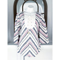 NEW Tory Burch Linen Lace-Up Diagonal Stripe Blouse, Size 12
