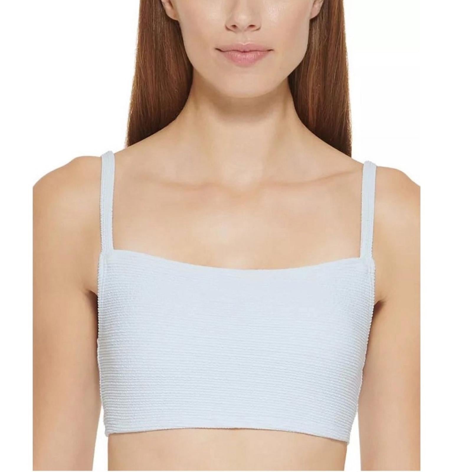 DKNY Ribbed Solid Bikini Swim Top Separates in Light Blue, Size XL NEW w/Tag