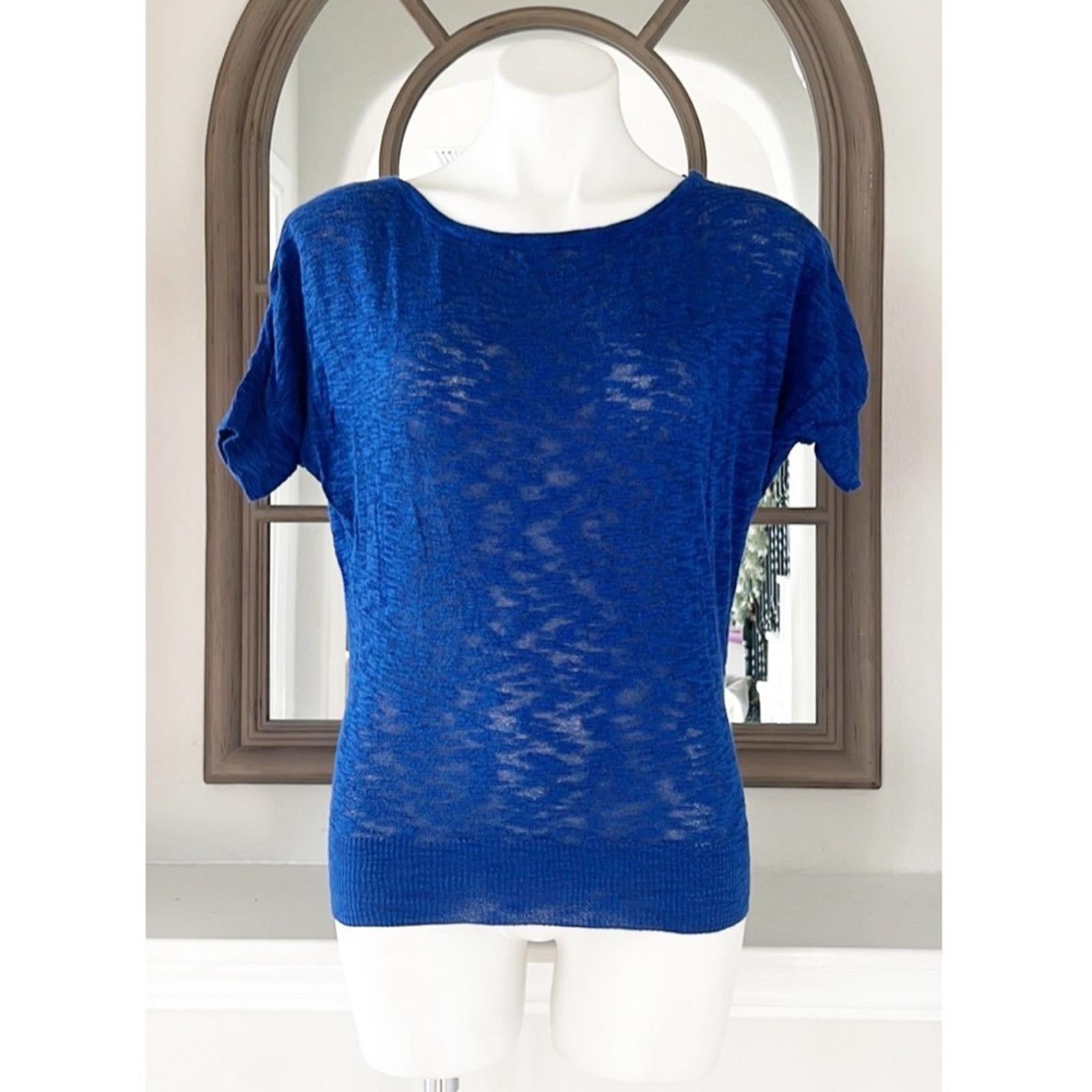 Trina Turk Knit Open Back Top in Blue Heather, Size S EXCELLENT!
