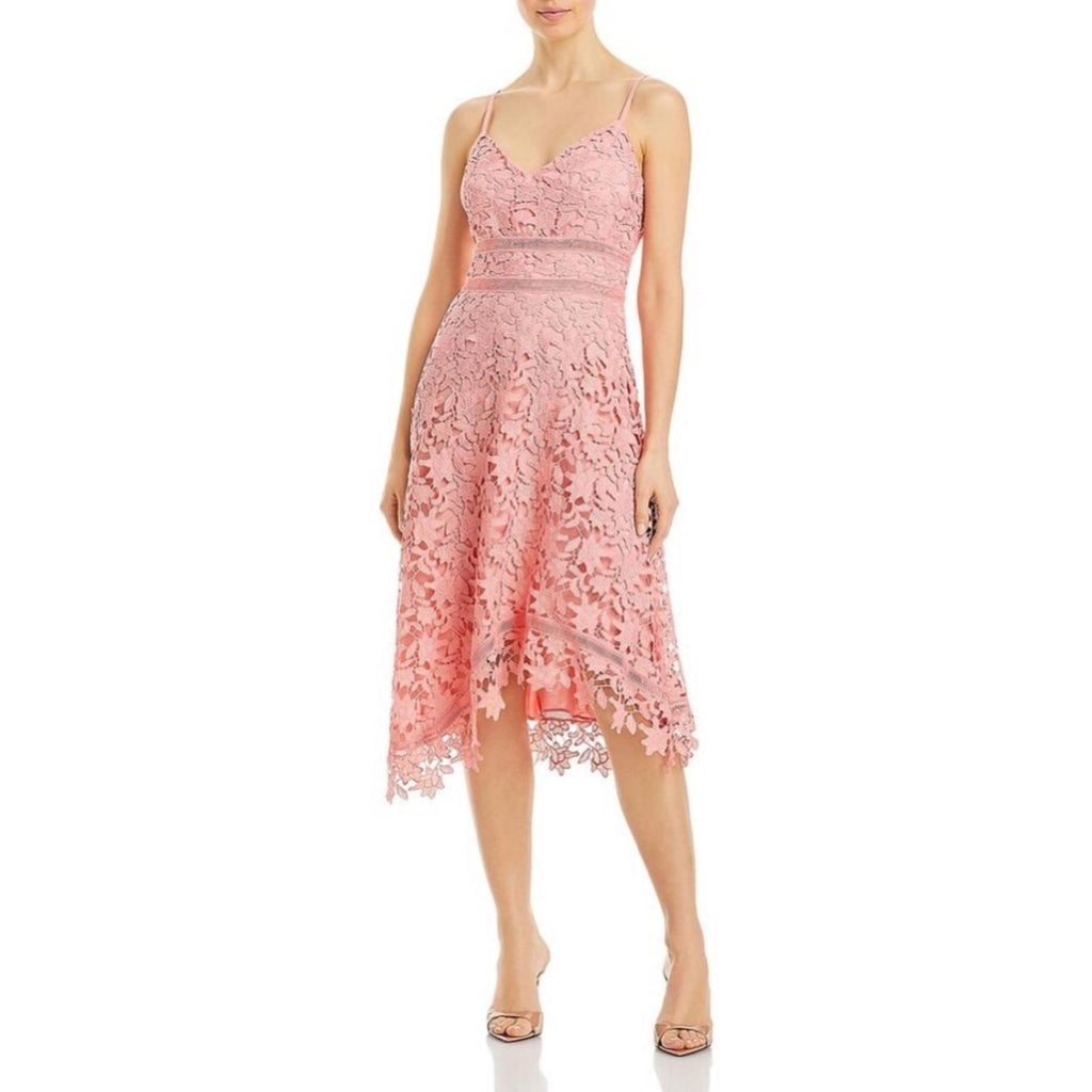 Eliza J. Asymmetric Hem Lace Dress in Pink, Size 12 New w/Tag