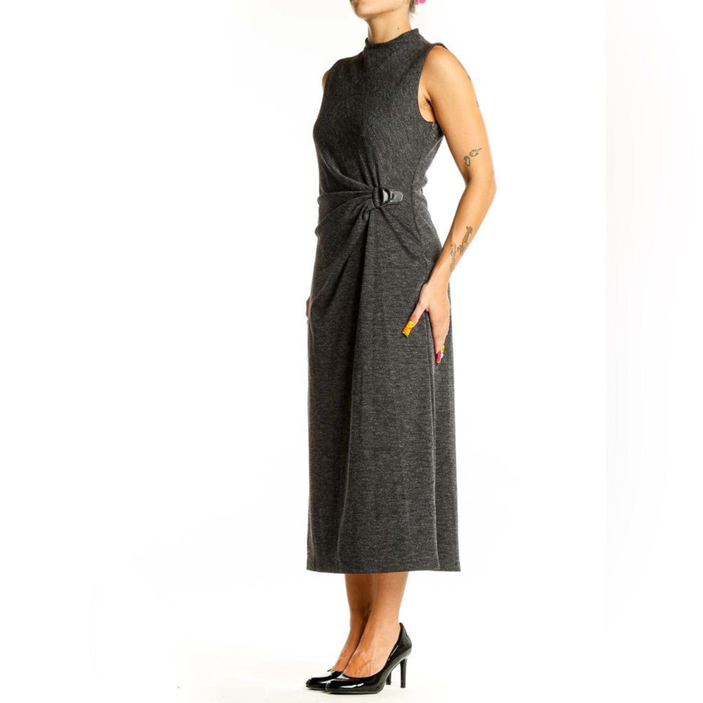 Lauren Ralph Lauren Charcoal Sleeveless Midi Dress, Size 14