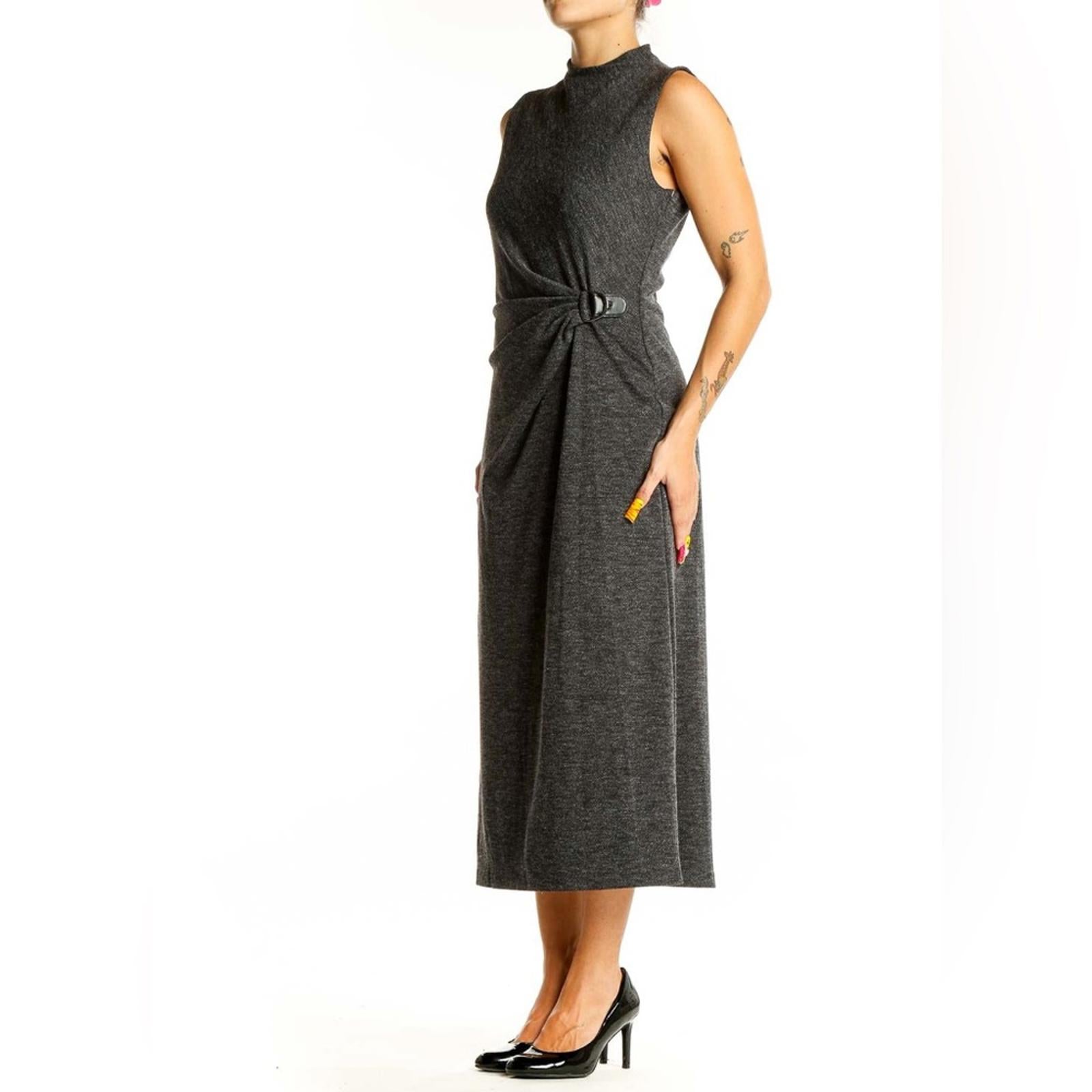 Lauren Ralph Lauren Charcoal Sleeveless Midi Dress, Size 14