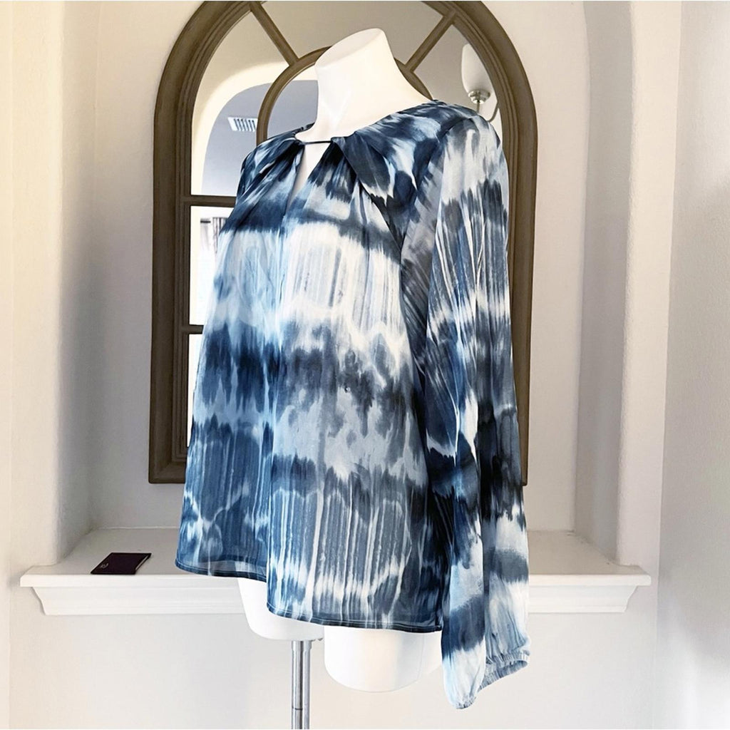 NEW Calvin Klein Ruched Tie Due Top, Blue Size Large New w/Tag Retail $89.50