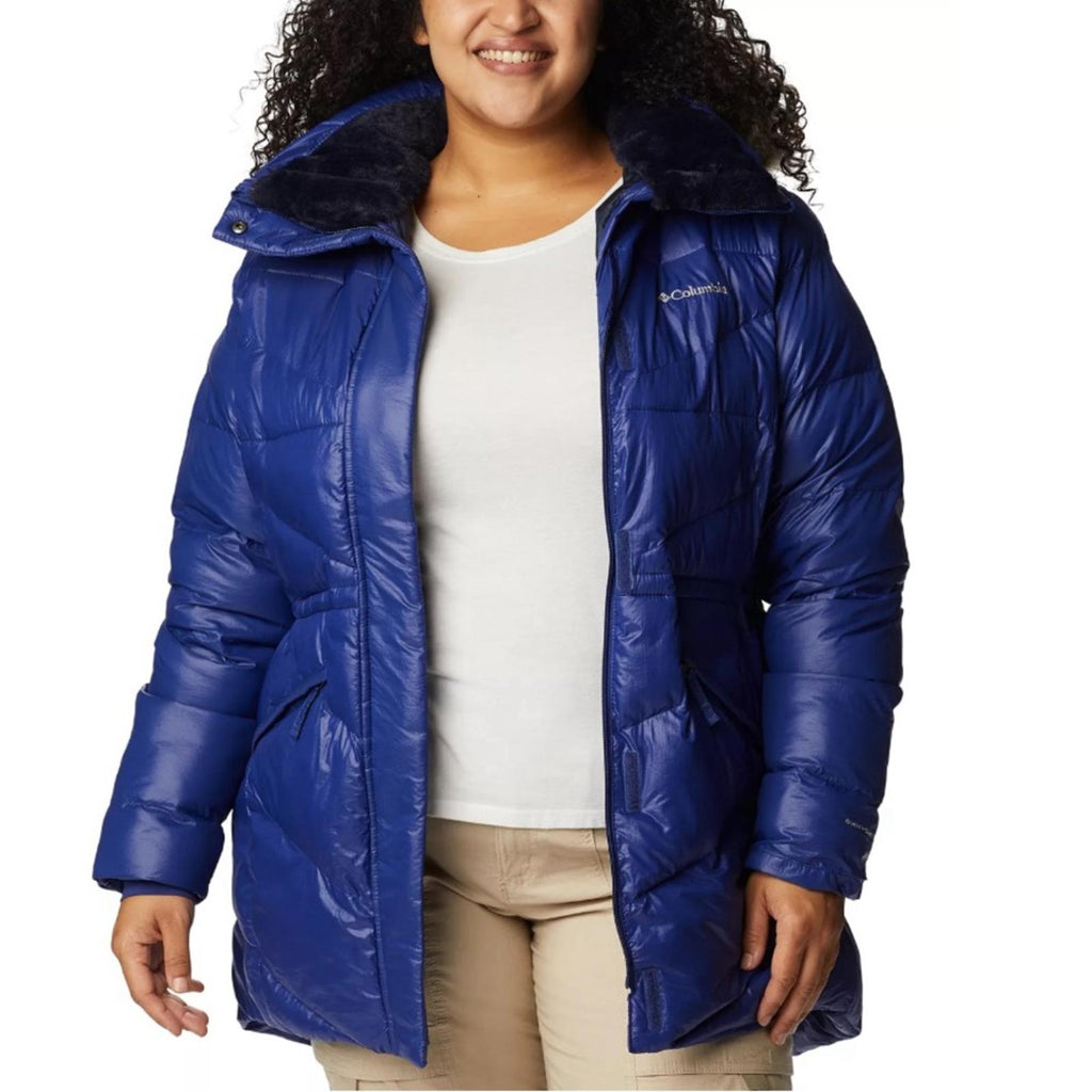 Columbia Peak to Park II Hooded Faux-Fur-Trim Jacket, Blue Size 1X New w/Tag