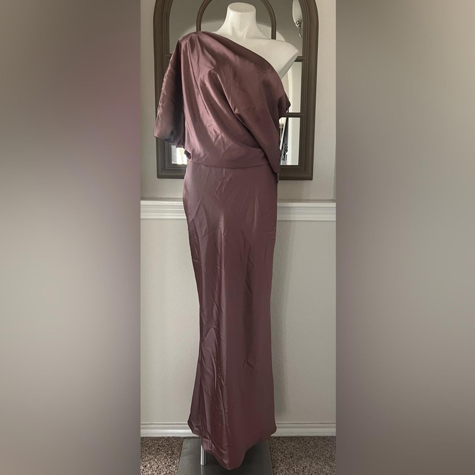 NWT Amsale Draped Satin One Shoulder Dress Mauve, Size 2 New w/Tag