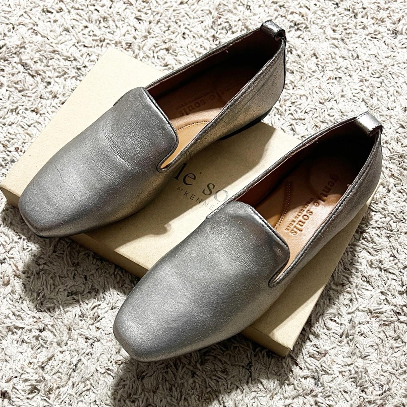 Gentle Souls Morgan Smoking Slipper Loafers, Pewter Leather, Size 9