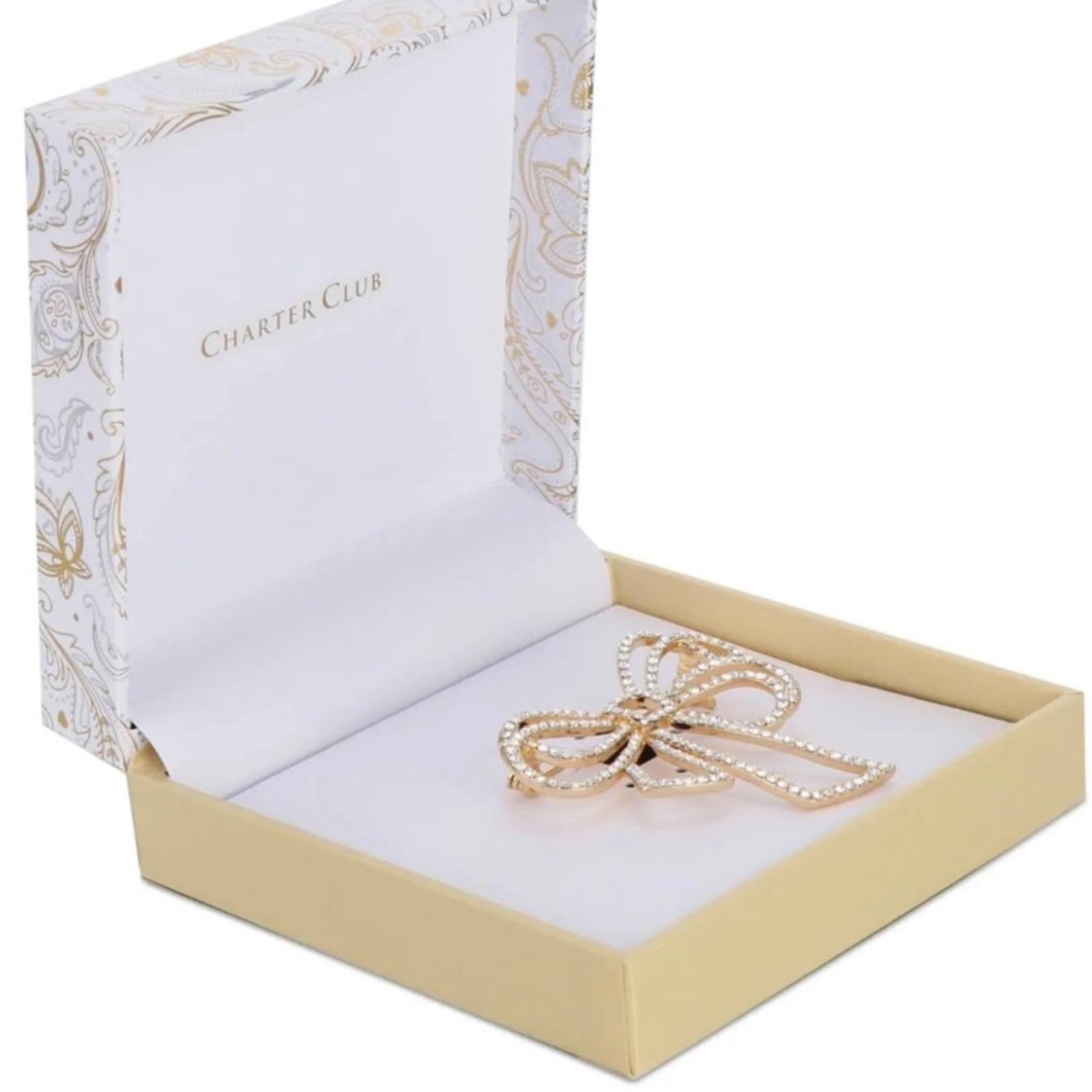 Charter Club Gold-Tone Pave Bow Pin, New in Box
