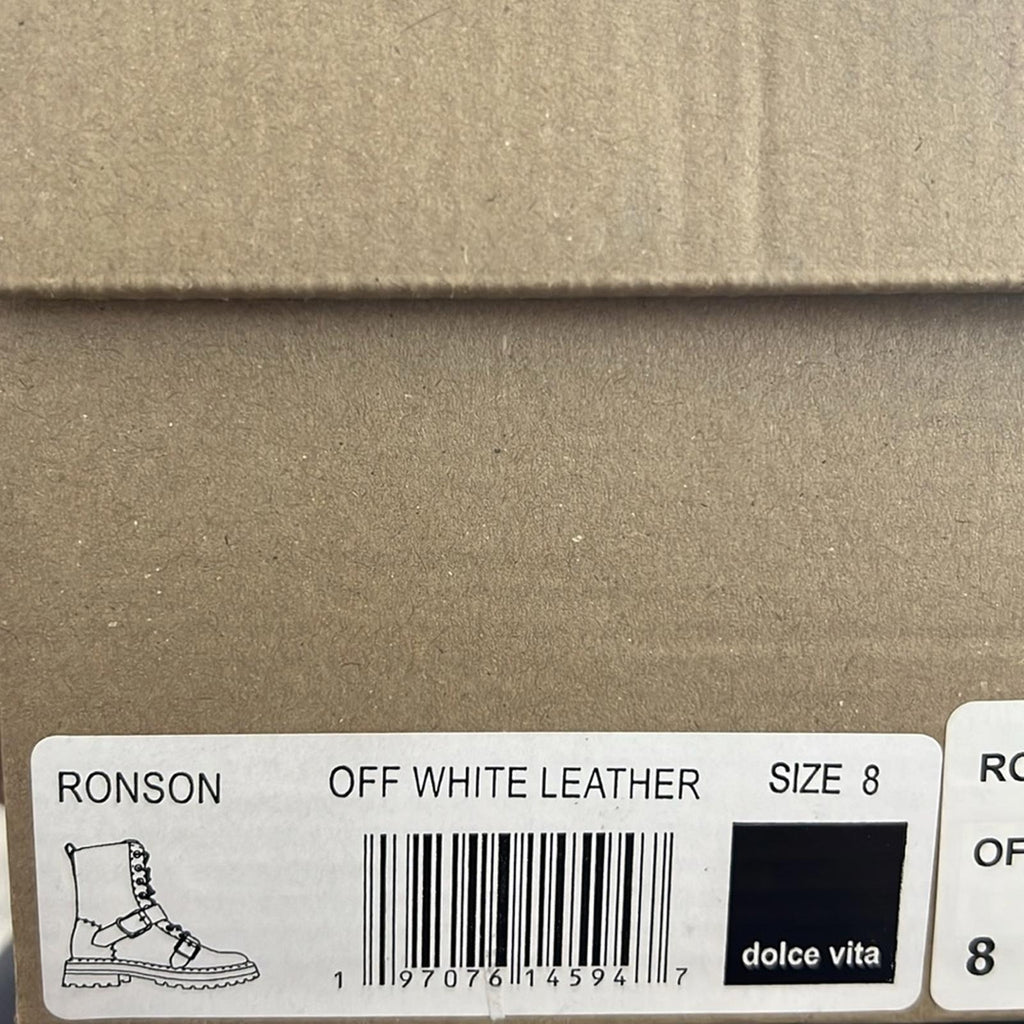Dolce Vita Ronson Off-White Leather Combat Boots, Size 8 New in Box $200
