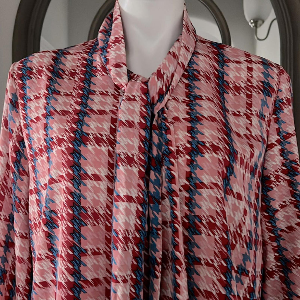 Gracia Aztec Print Long Sleeve Button Down Top, Size L New w/Tag $92