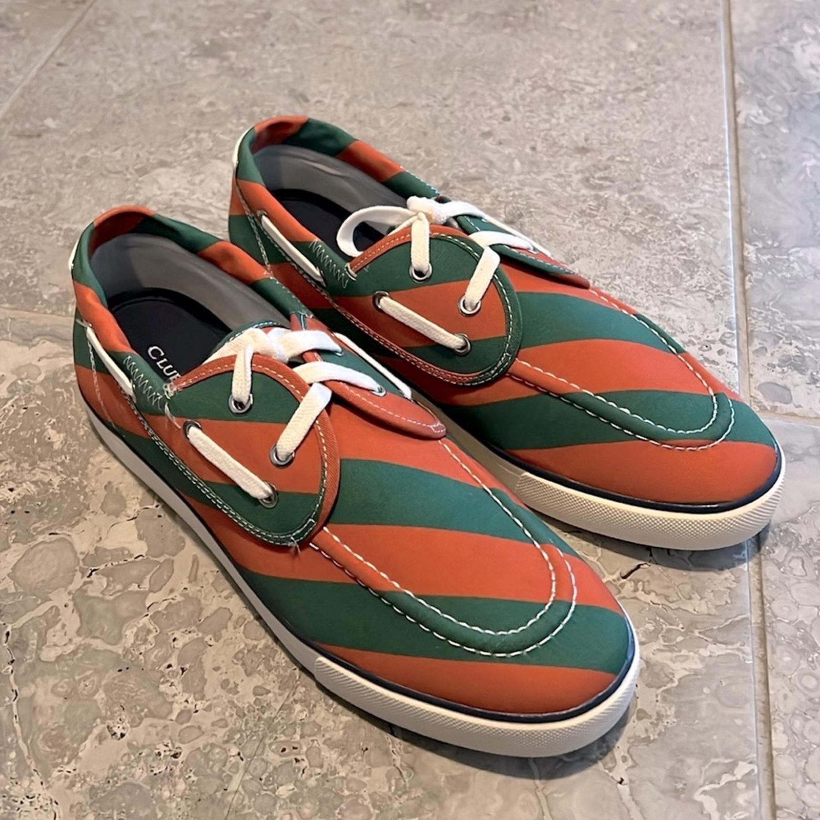 Club Room Green Striped Padded Royce Platform Lace-Up Boat Shoes Size 10, NWT