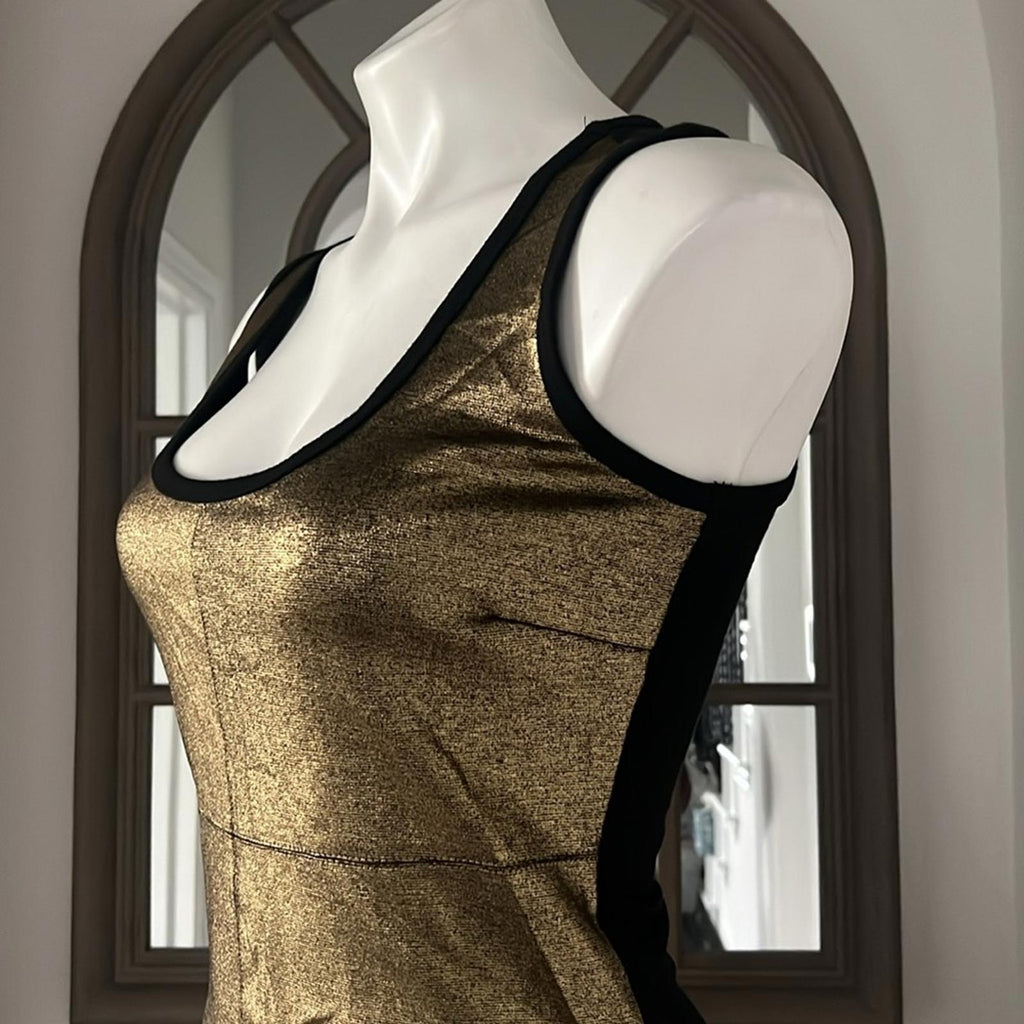 NEW Karen Kane Women’s Shell Metallic Front Tank Top, Size S Gold Copper Size S